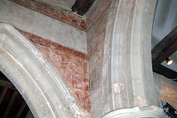 Decoration at the corner of the north arcade and chancel arch June 2012